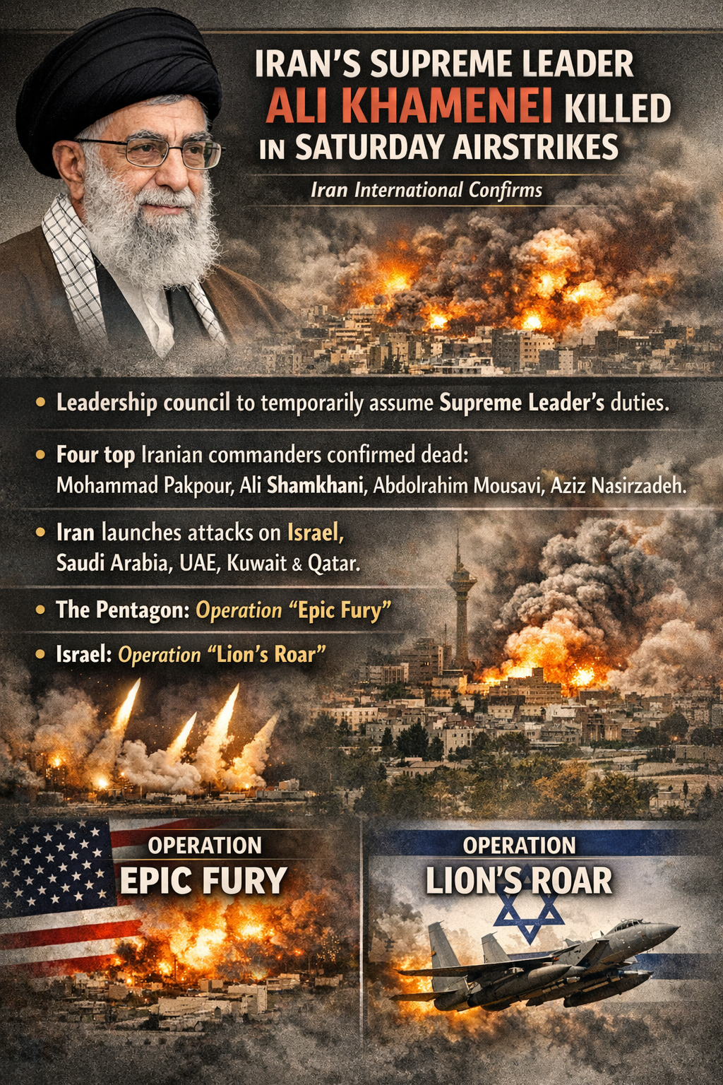 Heavy bombing rocks Tehran a day after Khamenei killed as conflict widens